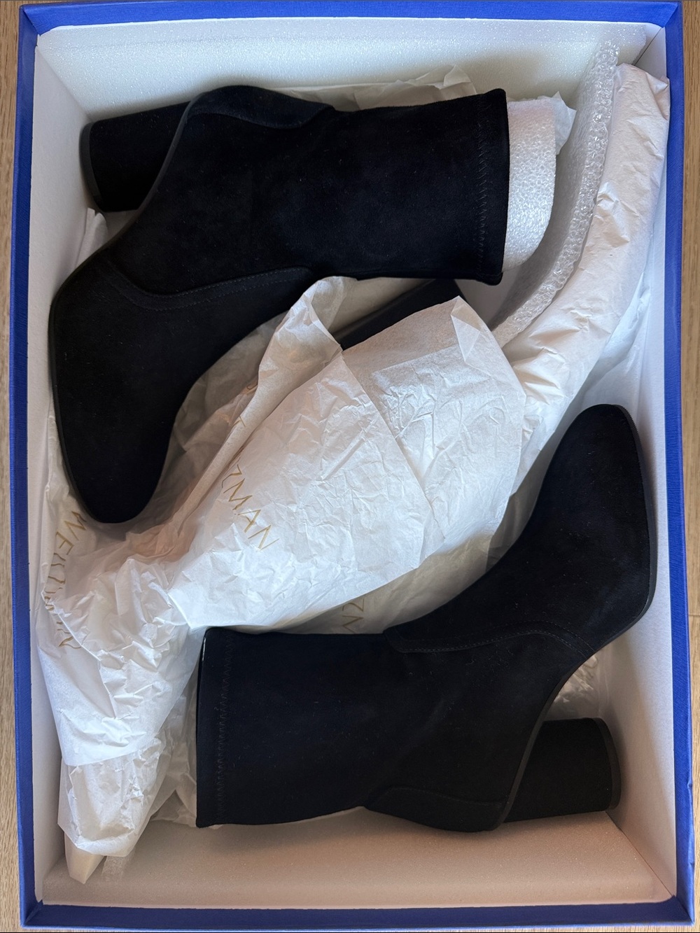 NWT Stuart Weitzman Black Suede Pointed Toe Ankle Boots